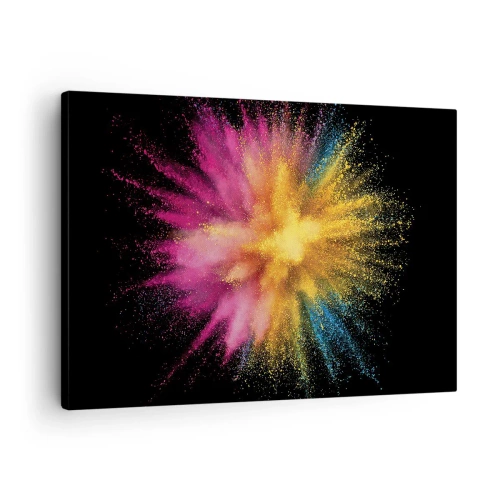 Canvastavla - Bild på duk - Färgglad pulverexplosion på svart bakgrund - 70x50cm - Färgerna föds - Modern väggdekoration för vardagsrum och sovrum ARTTOR