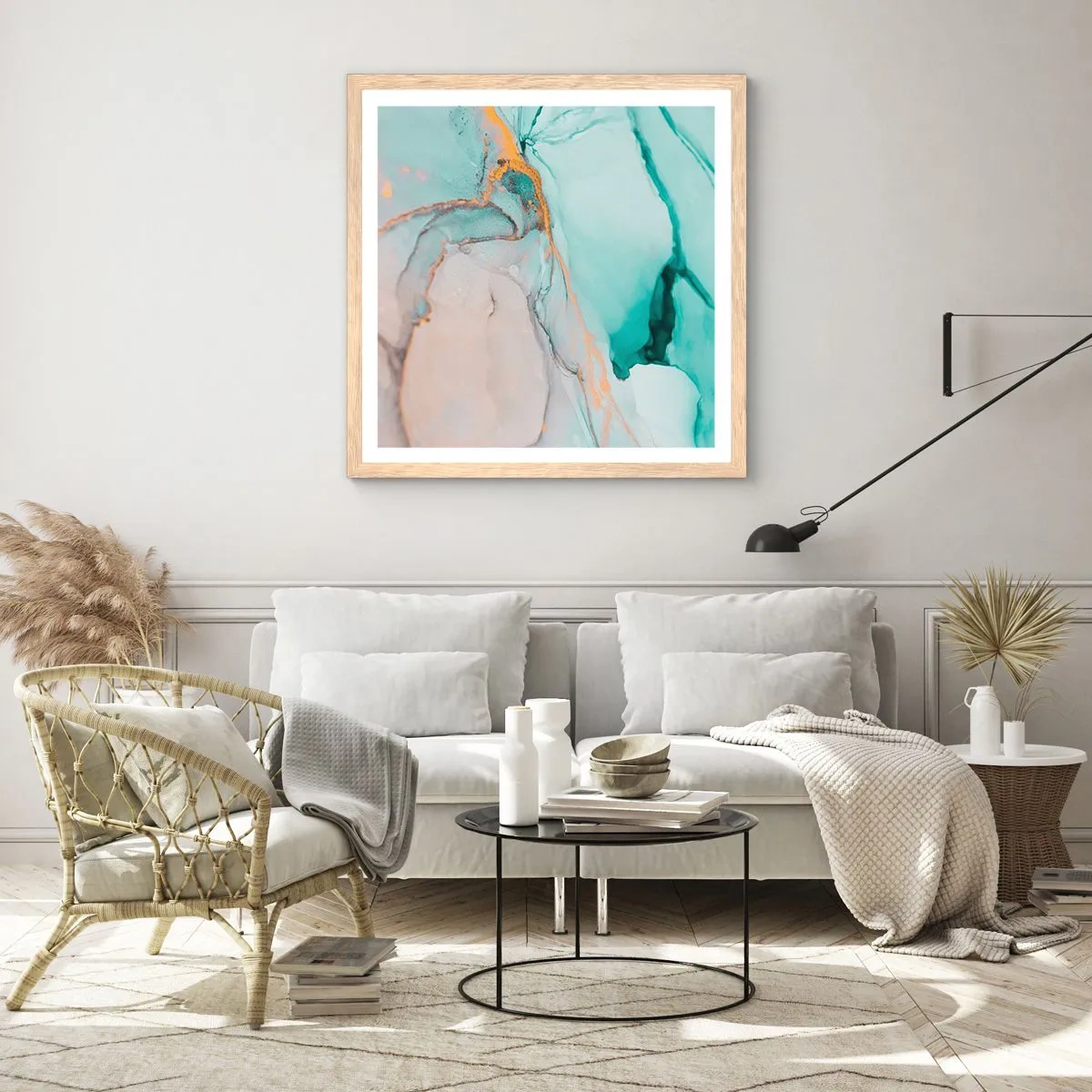 Affisch i ram av ljusek - Formernas och färgernas dans - 30x30 cm