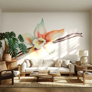 Fototapet Standard Eco - Söt målning - Vaniljblomma, Blomma, Vaniljstång - 150x105 cm