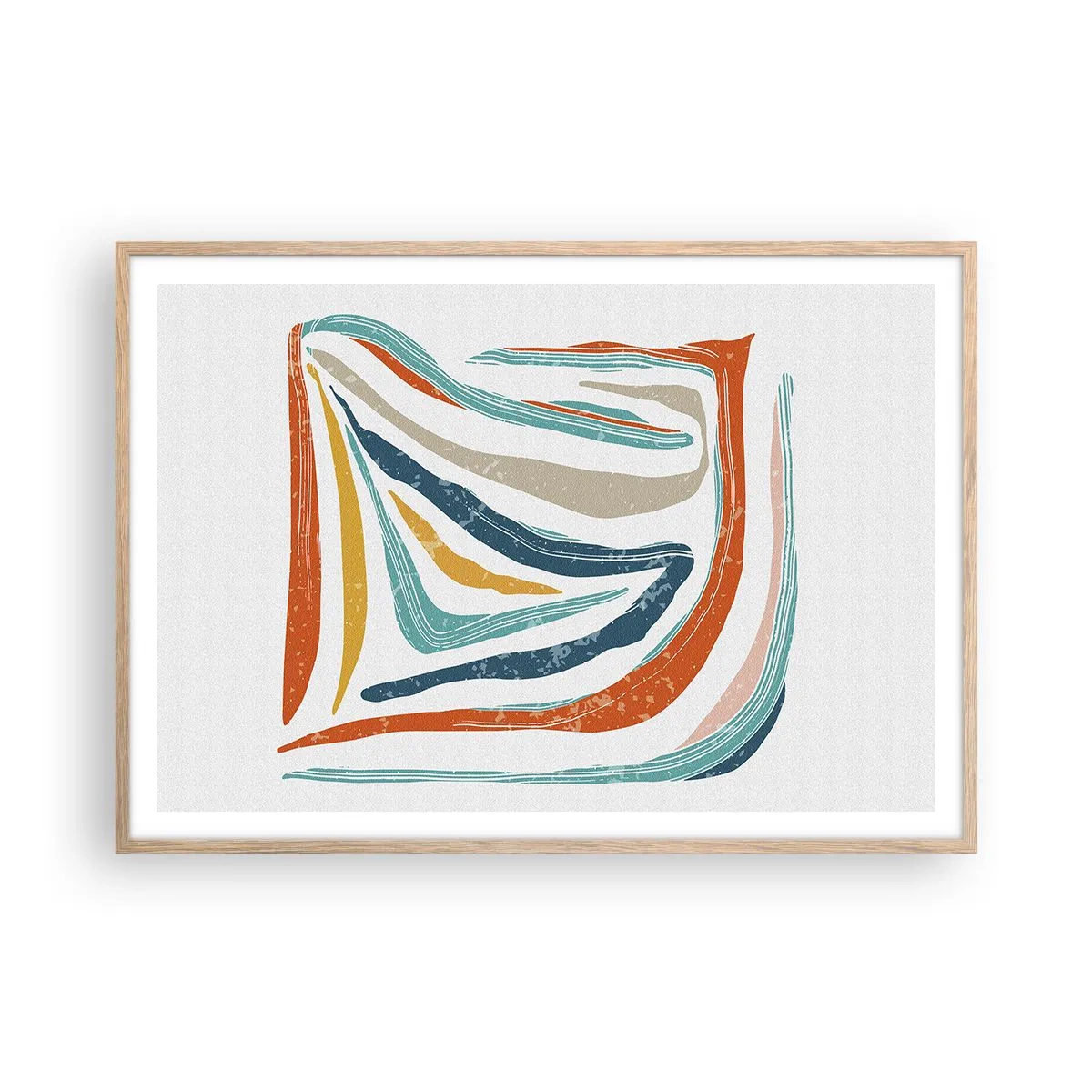 Affisch i ram av ljusek - Vänligt leende abstraktion - 100x70 cm