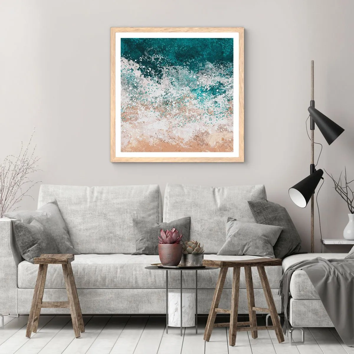 Affisch i ram av ljusek - Berättelser från havet - 40x40 cm