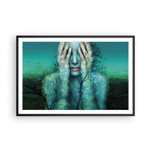 Affisch i svart ram - Doppad i blått - 91x61 cm