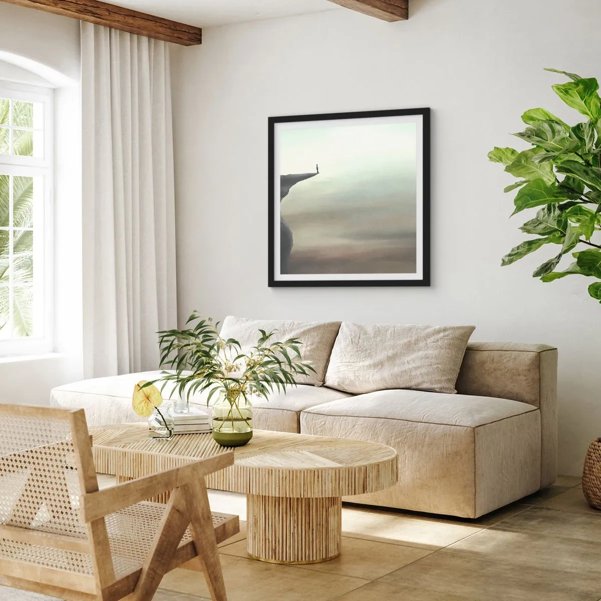 Affisch i svart ram - Uppåt, naturligtvis! - 40x40 cm