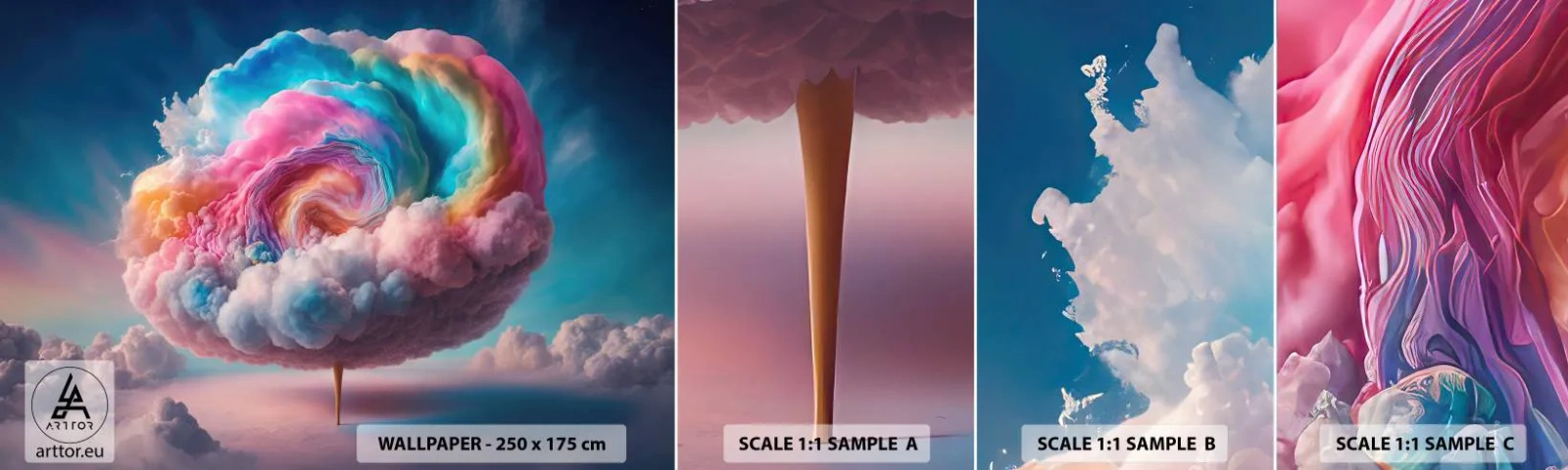 Fototapet Prov Standard Eco - En dröm om en nöjespark - Pastell, Moln, Sockerhaltig - 100x30 cm