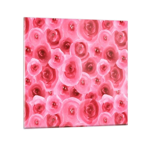 Glastavla - Bild på glas - Rosor upe och nere - 60x60 cm