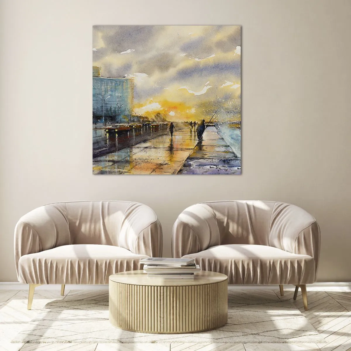 Glastavla - Bild på glas - Livet på stranden - 60x60 cm