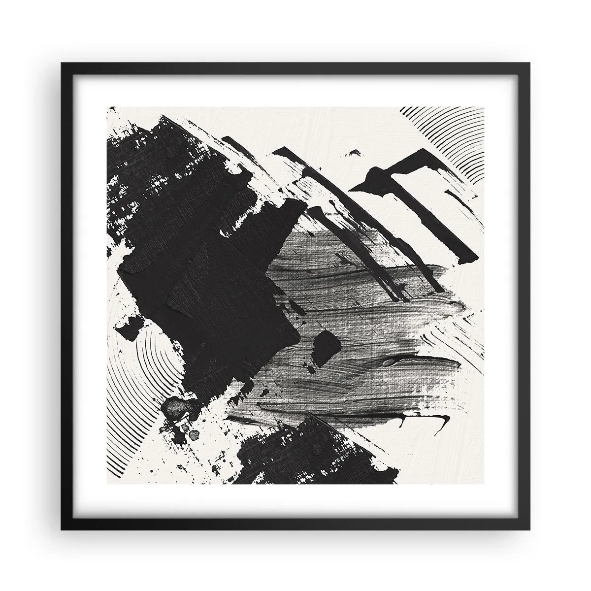 Affisch i svart ram - Abstraktion - uttrycket av svart - 50x50 cm