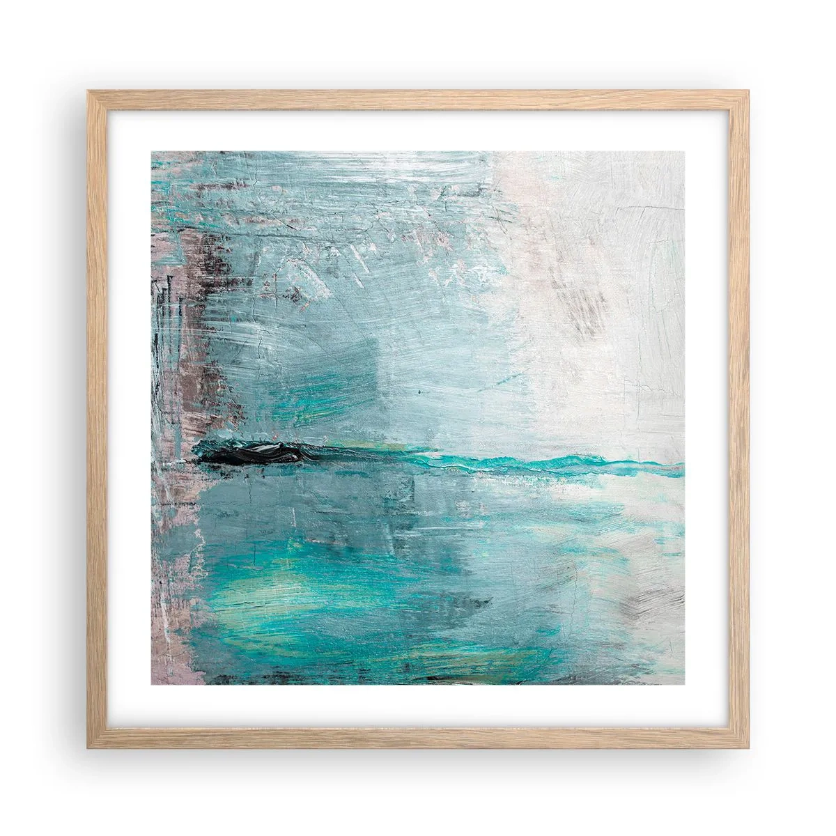 Affisch i ram av ljusek - Horisontellt i blått - 50x50 cm