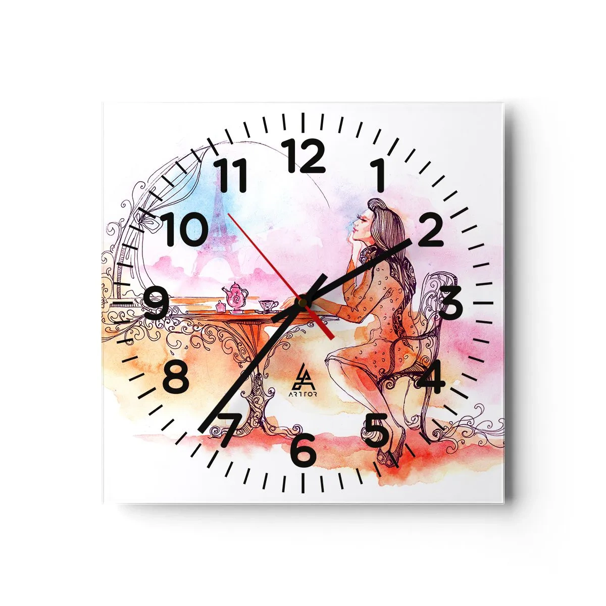Väggklocka - Klocka på glas - Paris stil - 30x30 cm