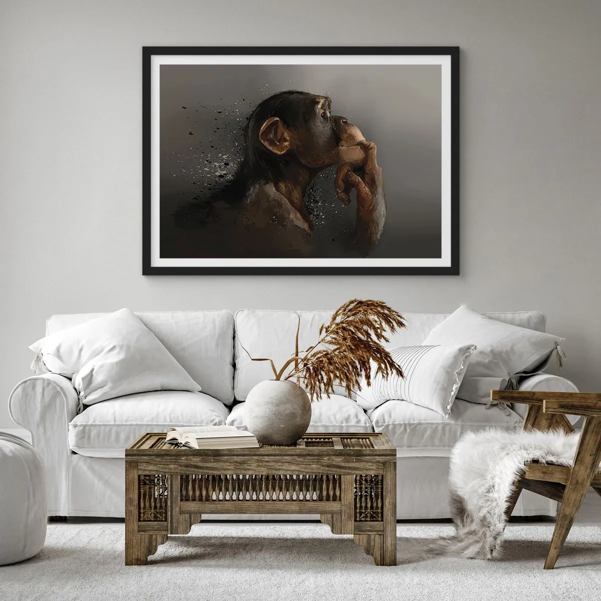 Affisch i svart ram - Säkert en tänkare - 100x70 cm