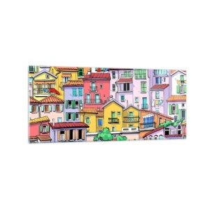 Glastavla - Bild på glas - Gladlynt stad - 120x50 cm