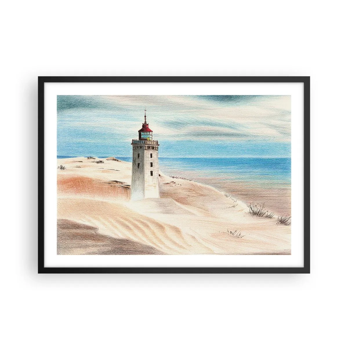 Affisch i svart ram - Tittar alltid i havet - 70x50 cm