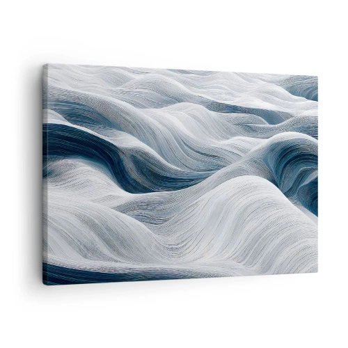 Canvastavla - Bild på duk - Vågiga linjer i nyanser av blått och vitt - 70x50cm - Vitblåa vågor - Modern väggdekoration för vardagsrum och sovrum ARTTOR