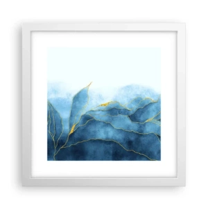 Affisch i vit ram - Blått i guld - 30x30 cm