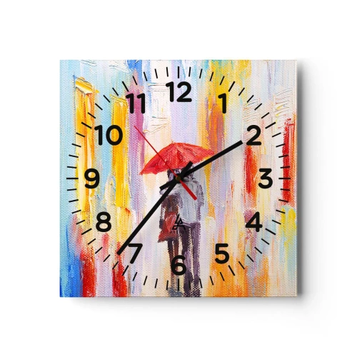 Väggklocka - Klocka på glas - Må det fortsätta regna - 40x40 cm
