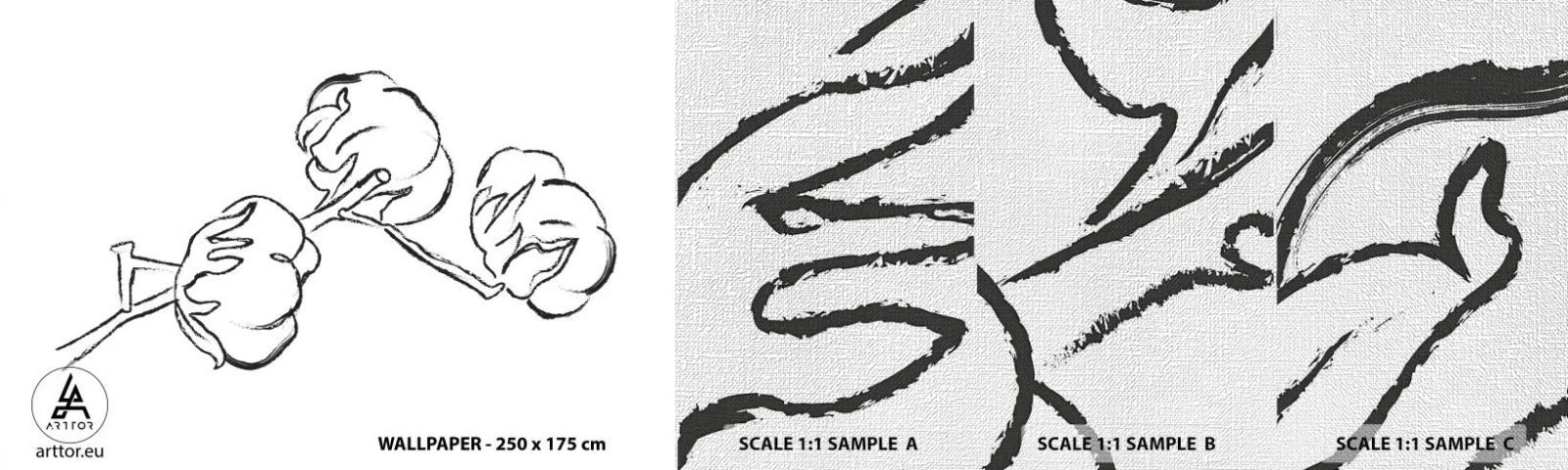 Provbit av fototapet Premium Canvas - Bomullsdun - Bomull, Minimalism, Kontur - 100x30 cm