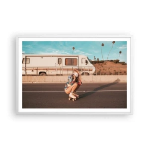 Affisch i vit ram - Ett leende, tack! - 91x61 cm