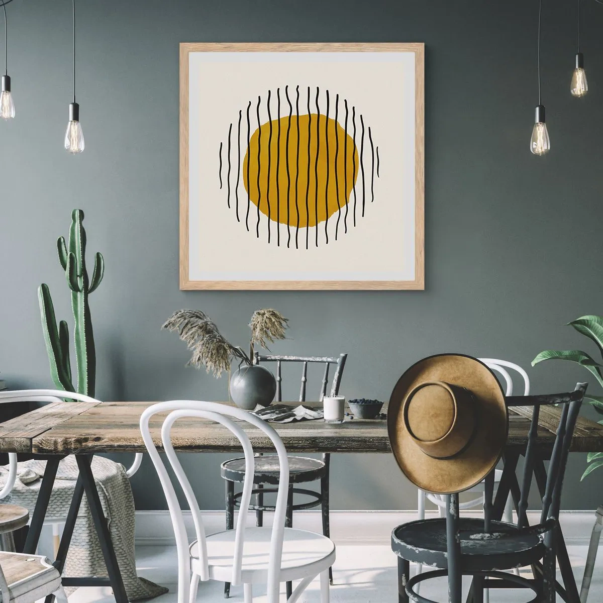 Affisch i ram av ljusek - Abstraktion som darrar av glöd - 60x60 cm