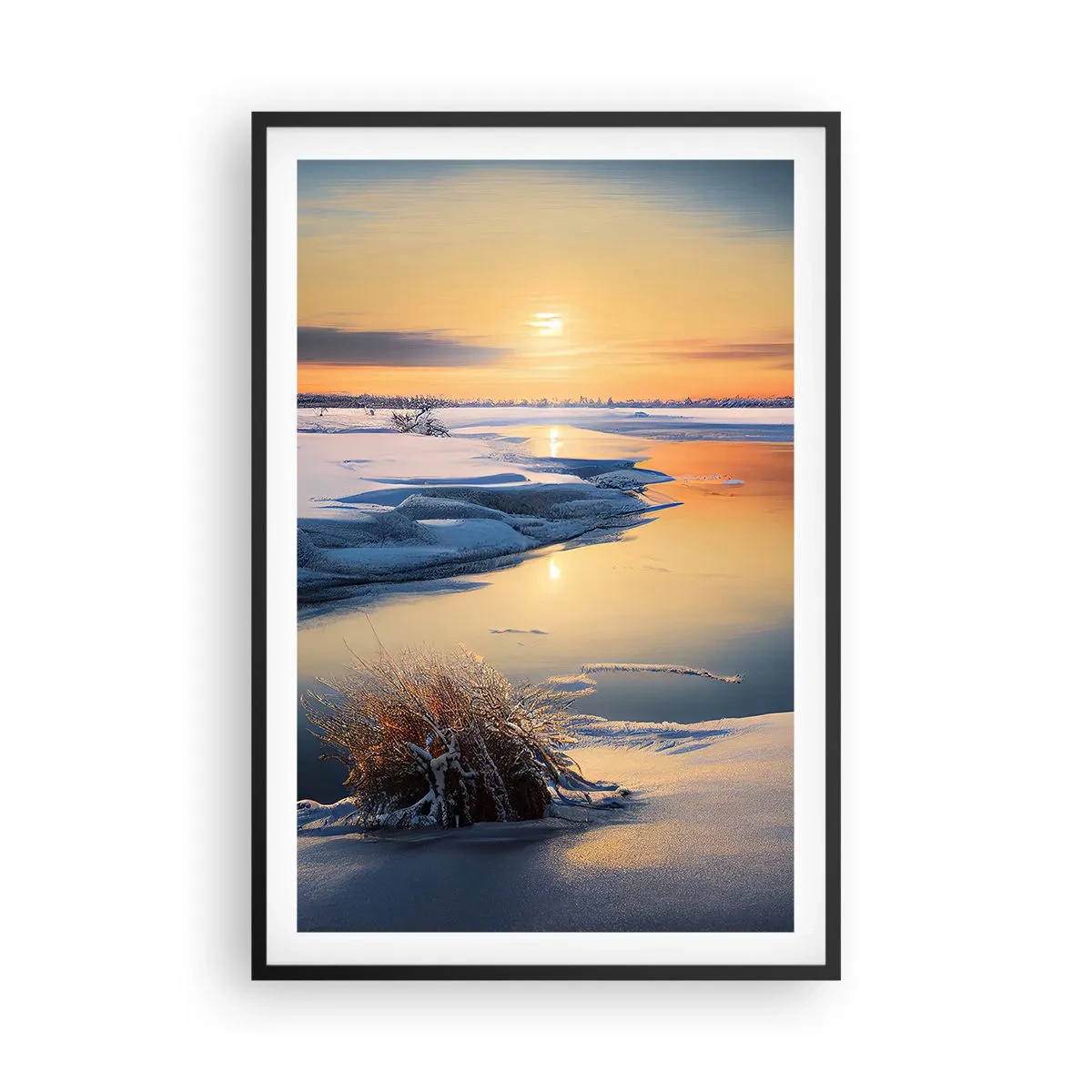 Affisch i svart ram - Vintersolnedgång - 61x91 cm