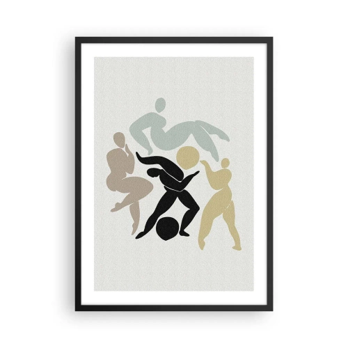Affisch i svart ram - Abstrakta silhuetter av figurer i dynamisk rörelse - 50x70cm - Rörelse för hälsa och skönhet - Modern väggdekoration för vardagsrum och sovrum ARTTOR