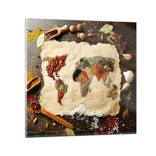 Glastavla - Bild på glas - Världens alla smaker - 40x40 cm