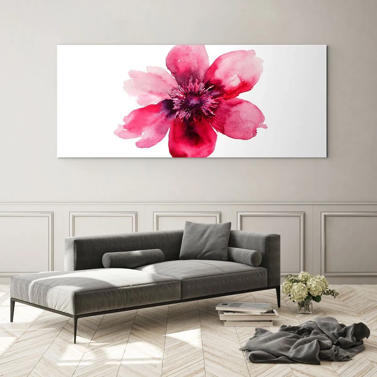 Glastavla - Bild på glas - Doftande karminkyss - 100x40 cm