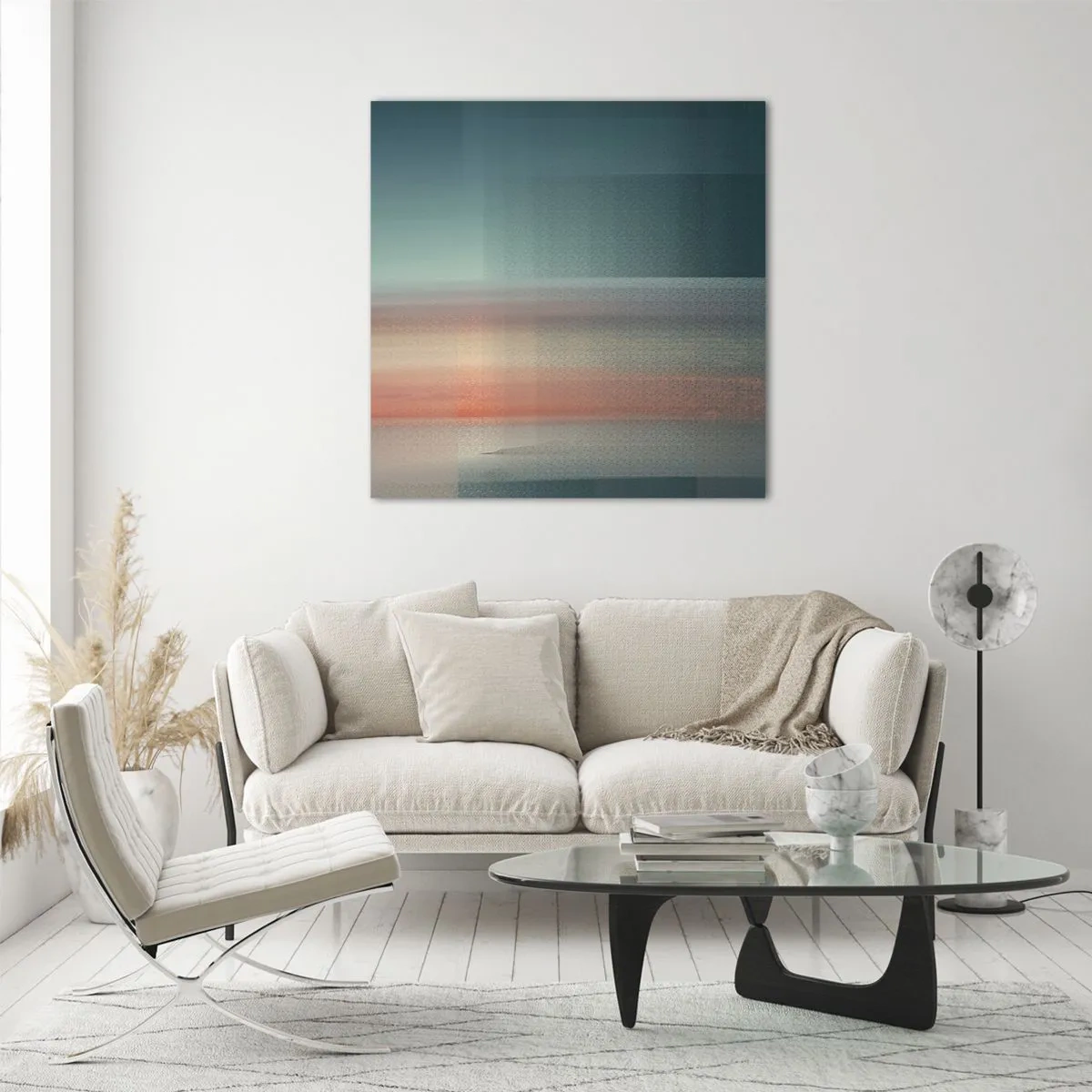 Glastavla - Bild på glas - Abstraktion: ljusvågor - 70x70 cm