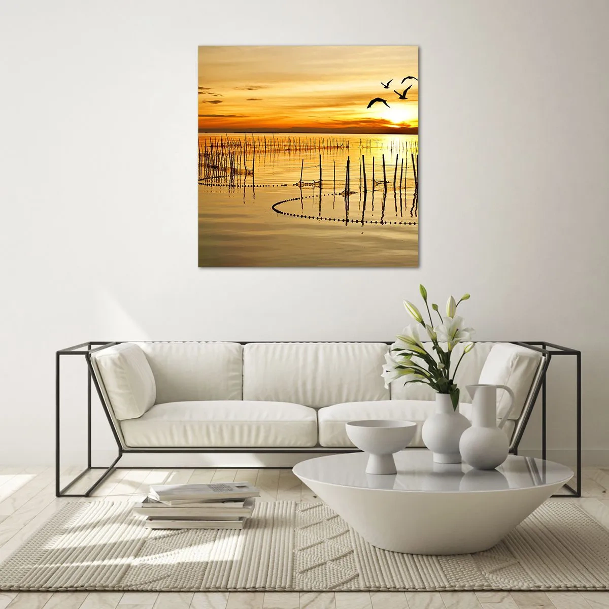Glastavla - Bild på glas - Fiskevatten - 40x40 cm