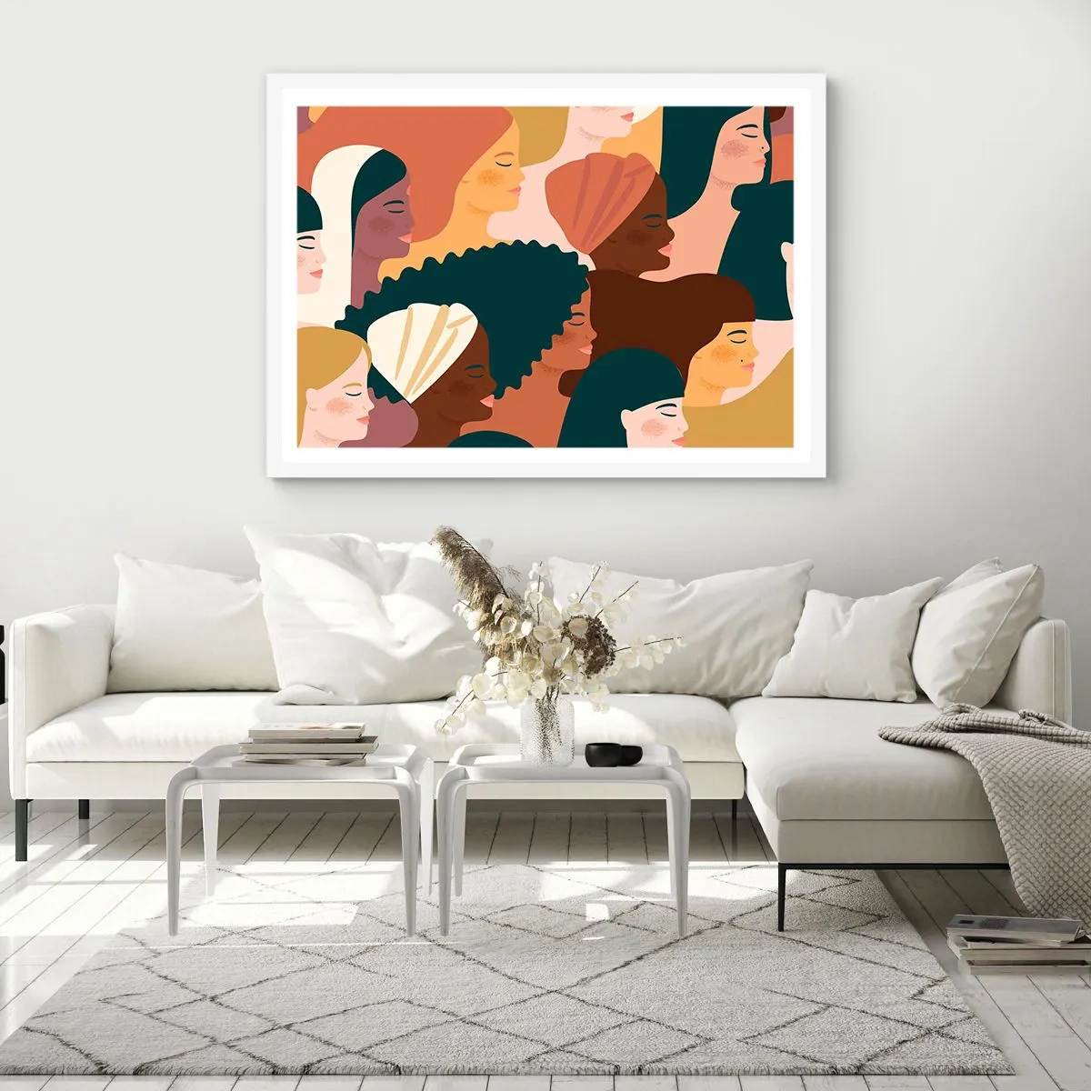 Affisch i vit ram - Endast kvinnlighet - 91x61 cm