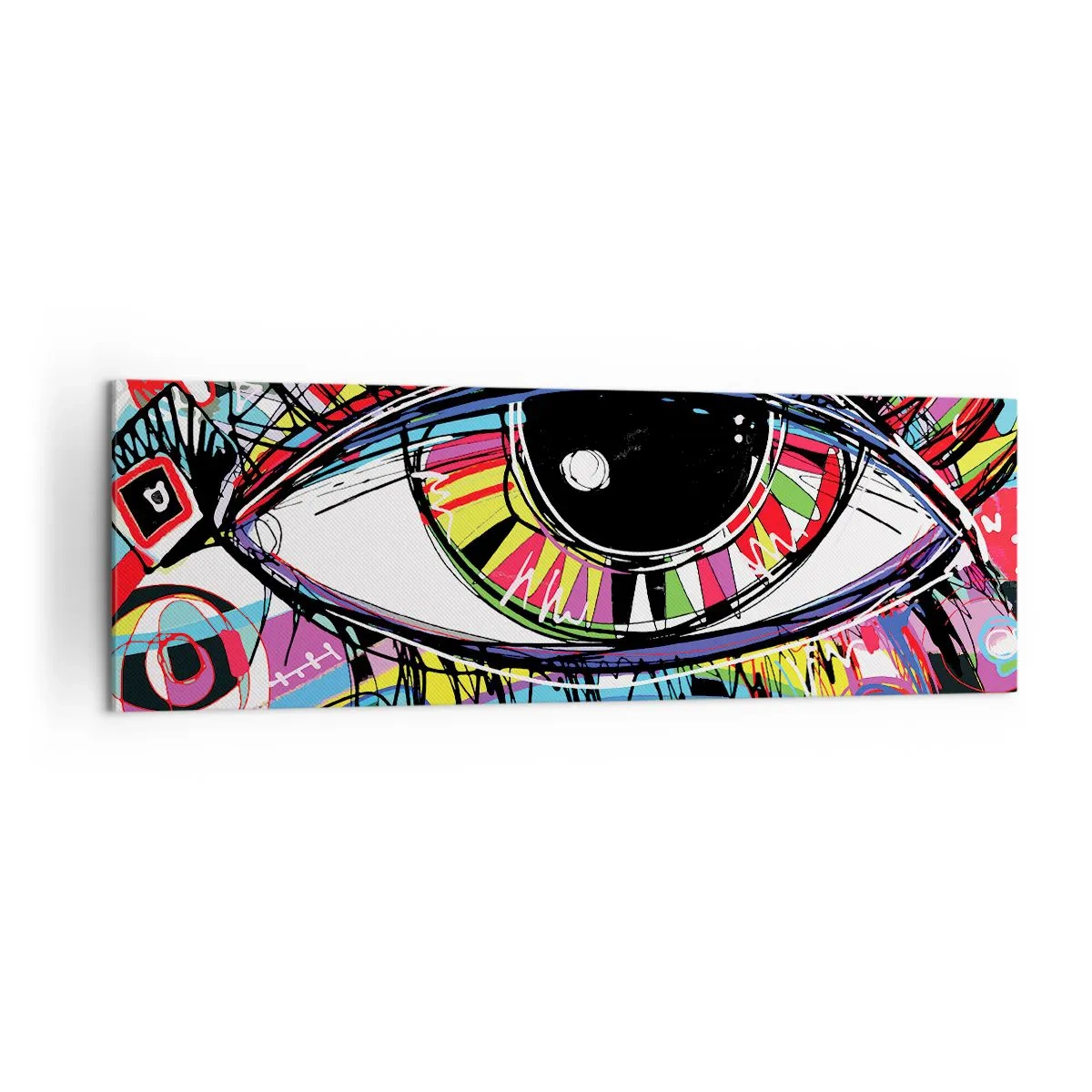 Canvastavla - Bild på duk - Färgglatt öga - färgglad själ - 160x50 cm