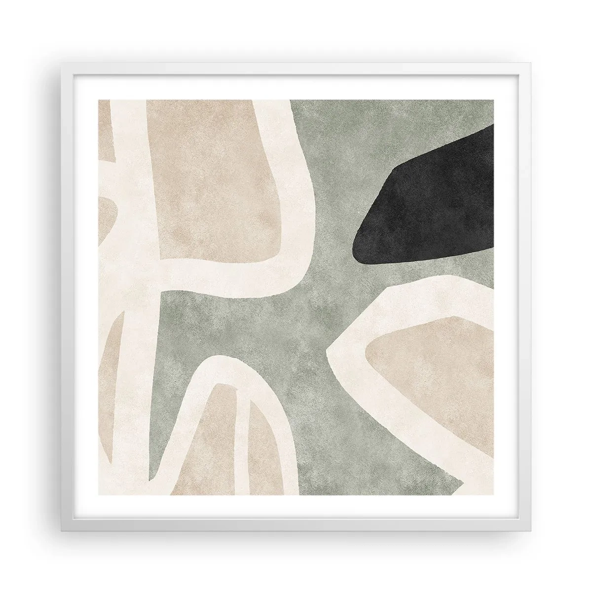 Affisch i vit ram - Komposition med svart motiv - 60x60 cm