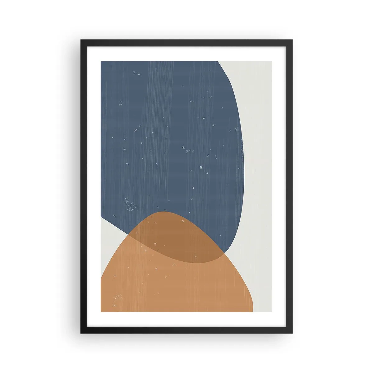 Affisch i svart ram - Geometri i nyanser av blått och beige - 50x70cm - Ovaler och influenser - Modern väggdekoration för vardagsrum och sovrum ARTTOR
