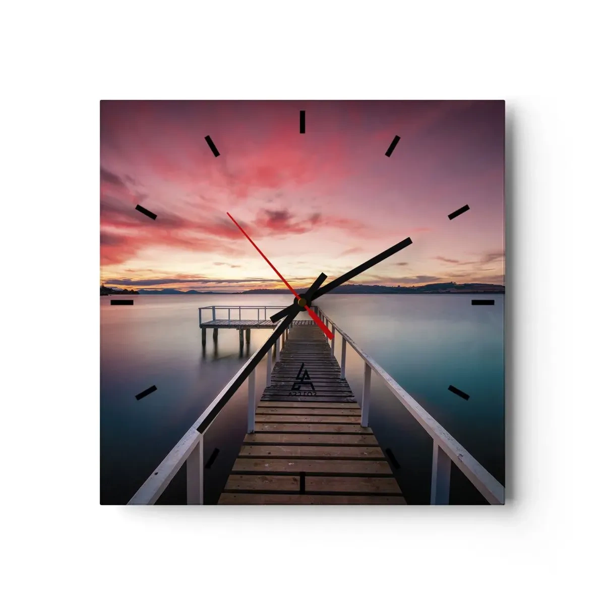 Väggklocka - Klocka på glas - Kvällens milda låga - 40x40 cm