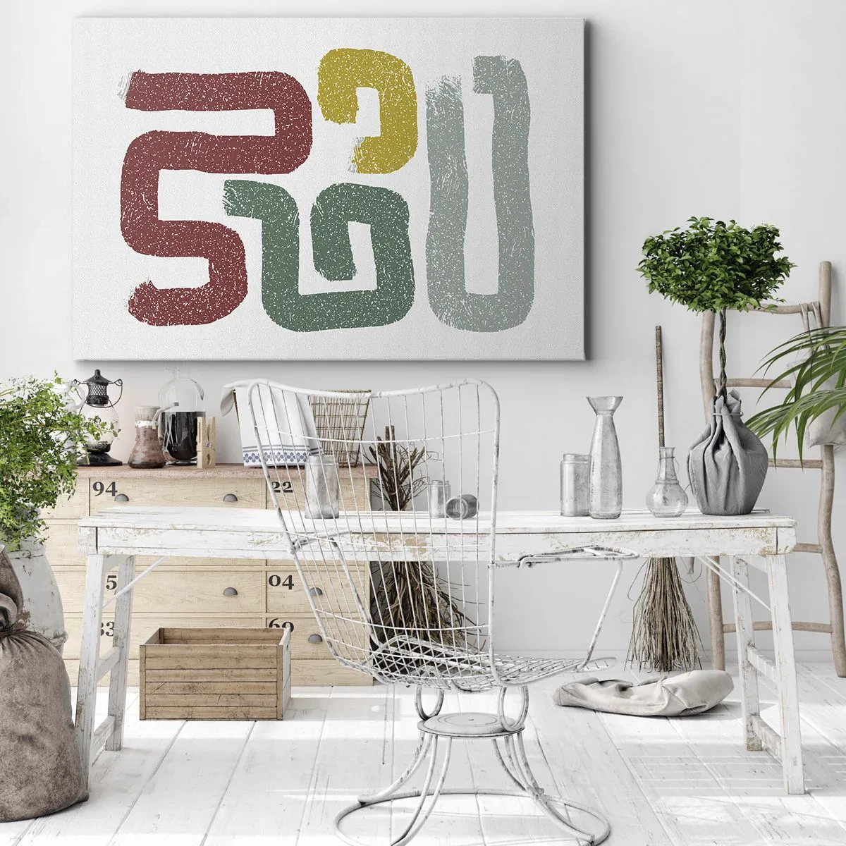 Canvastavla - Bild på duk - Färgglada geometriska mönster i abstrakt stil - 70x50cm - På ett okänt språk - Modern väggdekoration för vardagsrum och sovrum ARTTOR