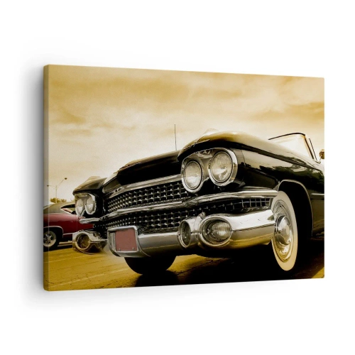 Canvastavla - Bild på duk - En veteranbil med retro-look och kromdetaljer. - 70x50cm - Klassiken blir aldrig gammal - Modern väggdekoration för vardagsrum och sovrum ARTTOR