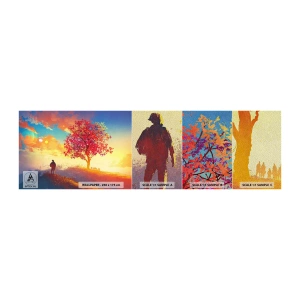 Provbit av fototapet Premium Sand - Pilgrim i målet - Landskap, Träd, Vandrare - 100x30 cm