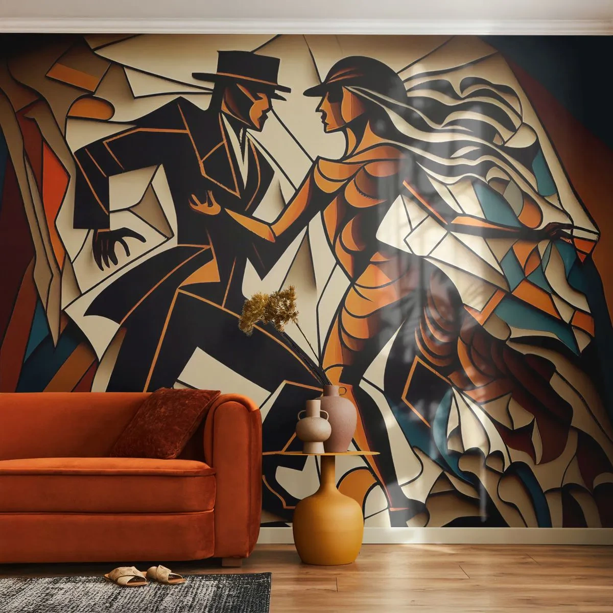 Fototapet Premium Canvas - Passionsdans - Kubism, Dansa, Par - 250x175 cm
