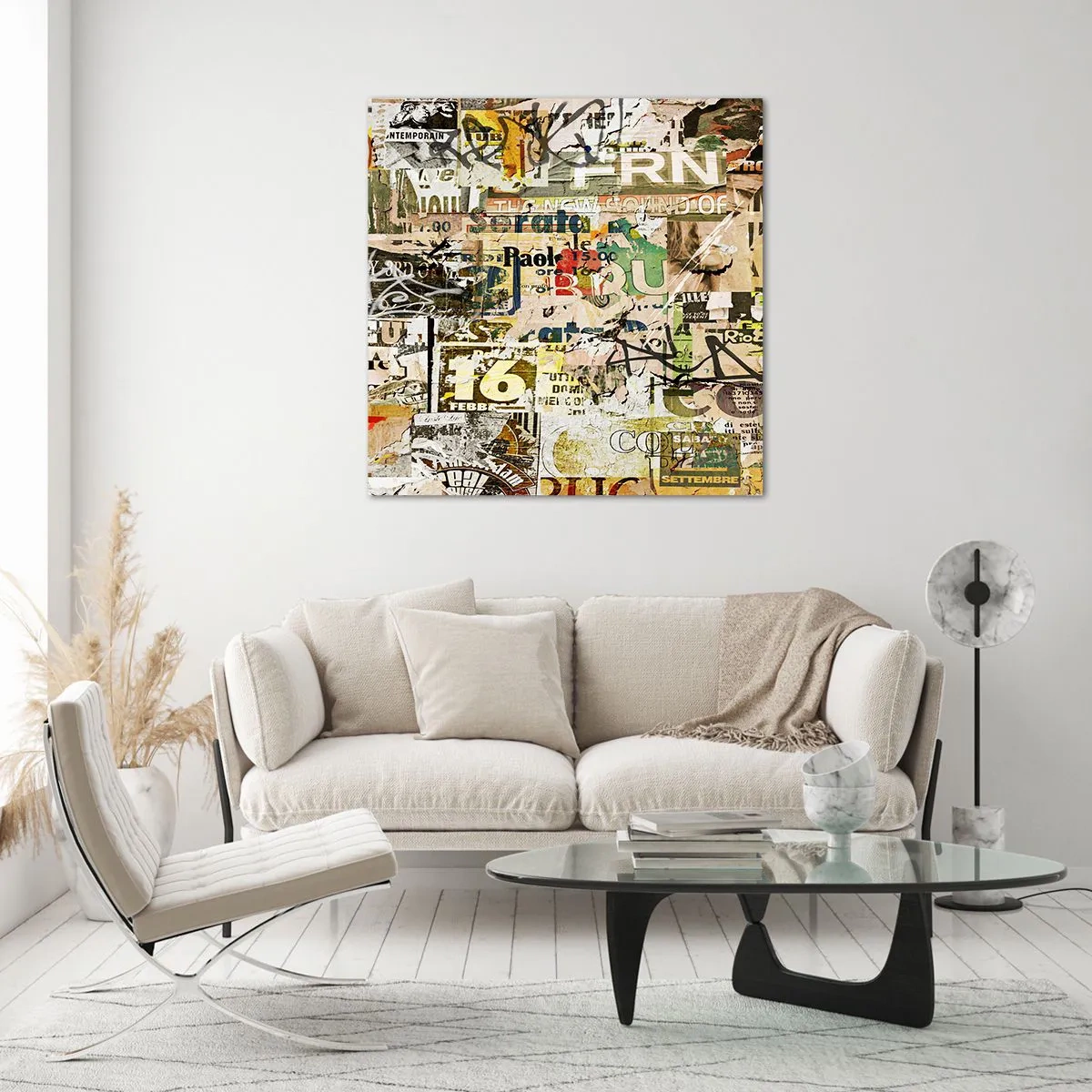 Glastavla - Bild på glas - Oj, det händer saker och ting - 40x40 cm