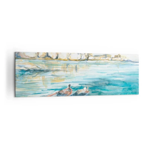 Canvastavla - Bild på duk - Landskap i azurblått - 160x50 cm