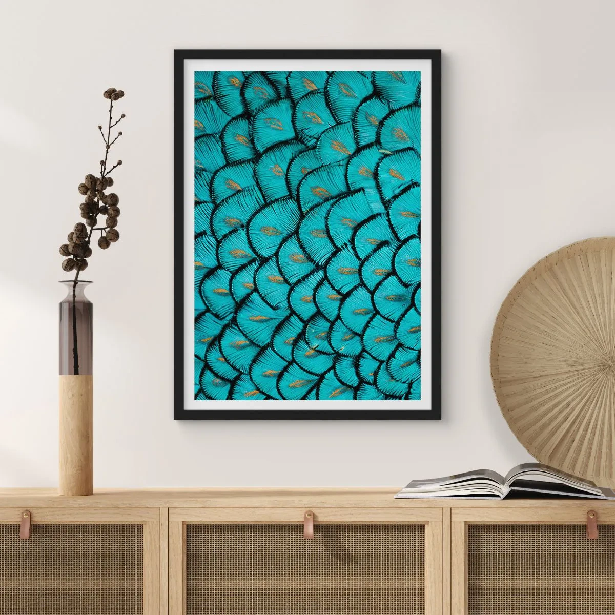 Affisch i svart ram - Den stora fjädergalan - 70x100 cm