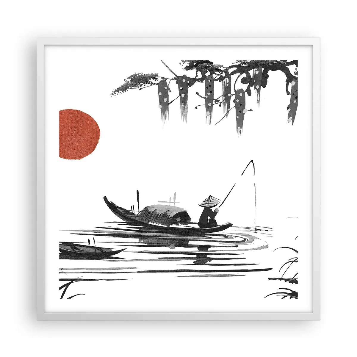 Affisch i vit ram - Asiatisk eftermiddag - 60x60 cm