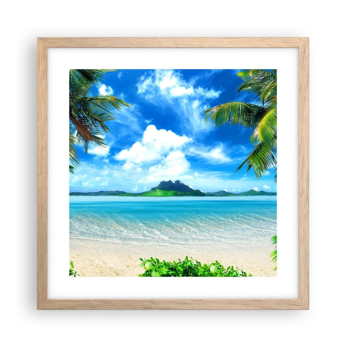 Affisch i ram av ljusek - Tropikens azur - 40x40 cm