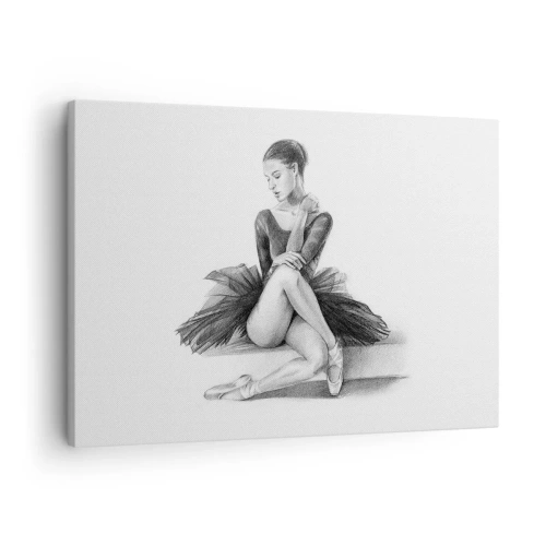 Canvastavla - Bild på duk - En skiss av en ballerina i en subtil, klassisk stil - 70x50cm - Förtrollad av dansen - Modern väggdekoration för vardagsrum och sovrum ARTTOR