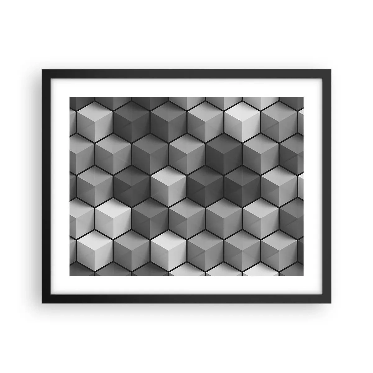 Affisch i svart ram - Kubistiskt pussel - 50x40 cm