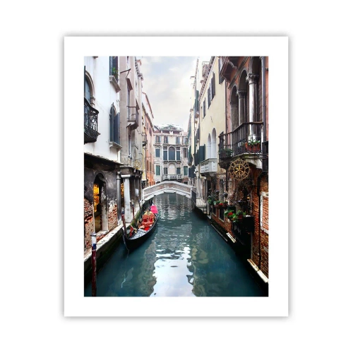 Affisch - Venedig-landskap med gondol och bro - 40x50 cm