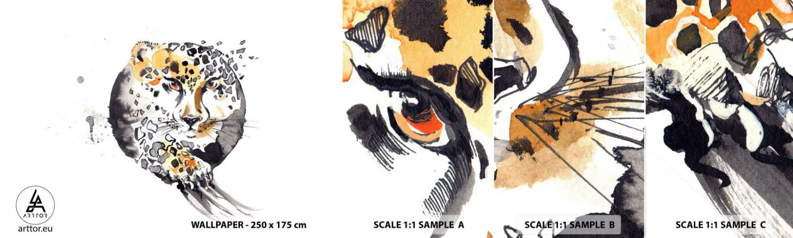 Provbit av självhäftande fototapet Deluxe Sticker - Farlig skönhet - Djur, Panter, Natur - 100x30 cm