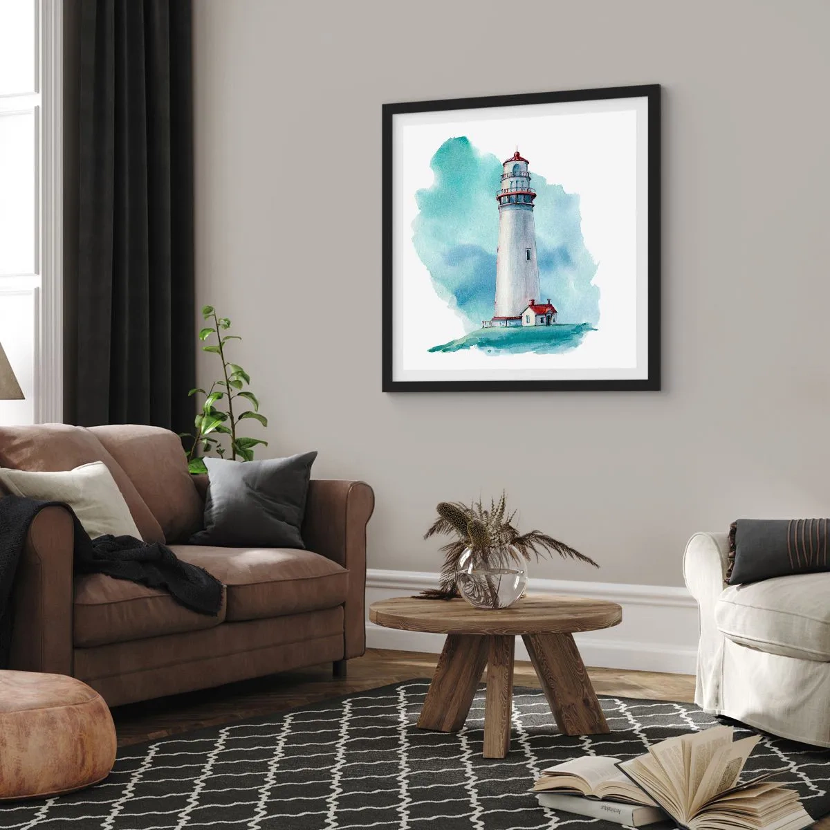 Affisch i svart ram - Milda syster av det blåa - 60x60 cm