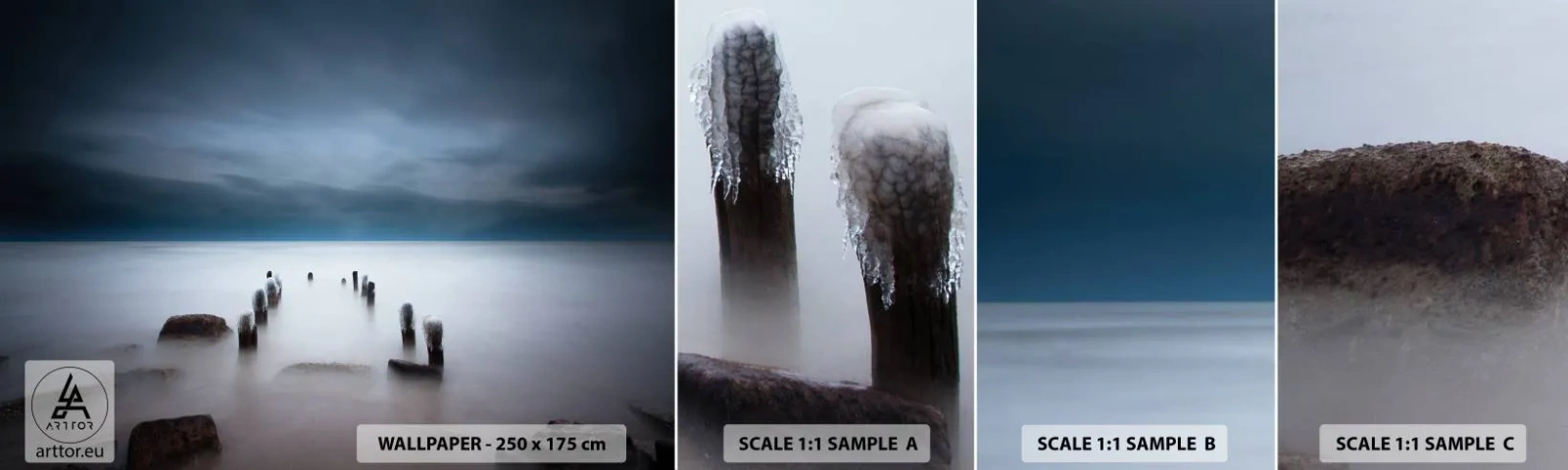 Provbit av självhäftande fototapet Deluxe Sticker - Fundersam sjö - Landskap, Hav, Sjö - 100x30 cm