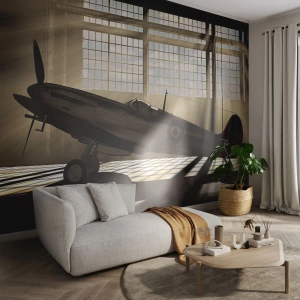 Fototapet Premium Sand - Kämpens vila - Flygplan, Flyghangar, Plan - 300x210 cm