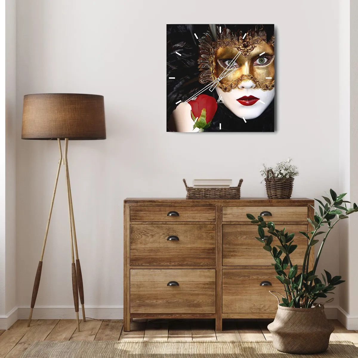 Väggklocka - Klocka på glas - För livet är en stor fest - 40x40 cm